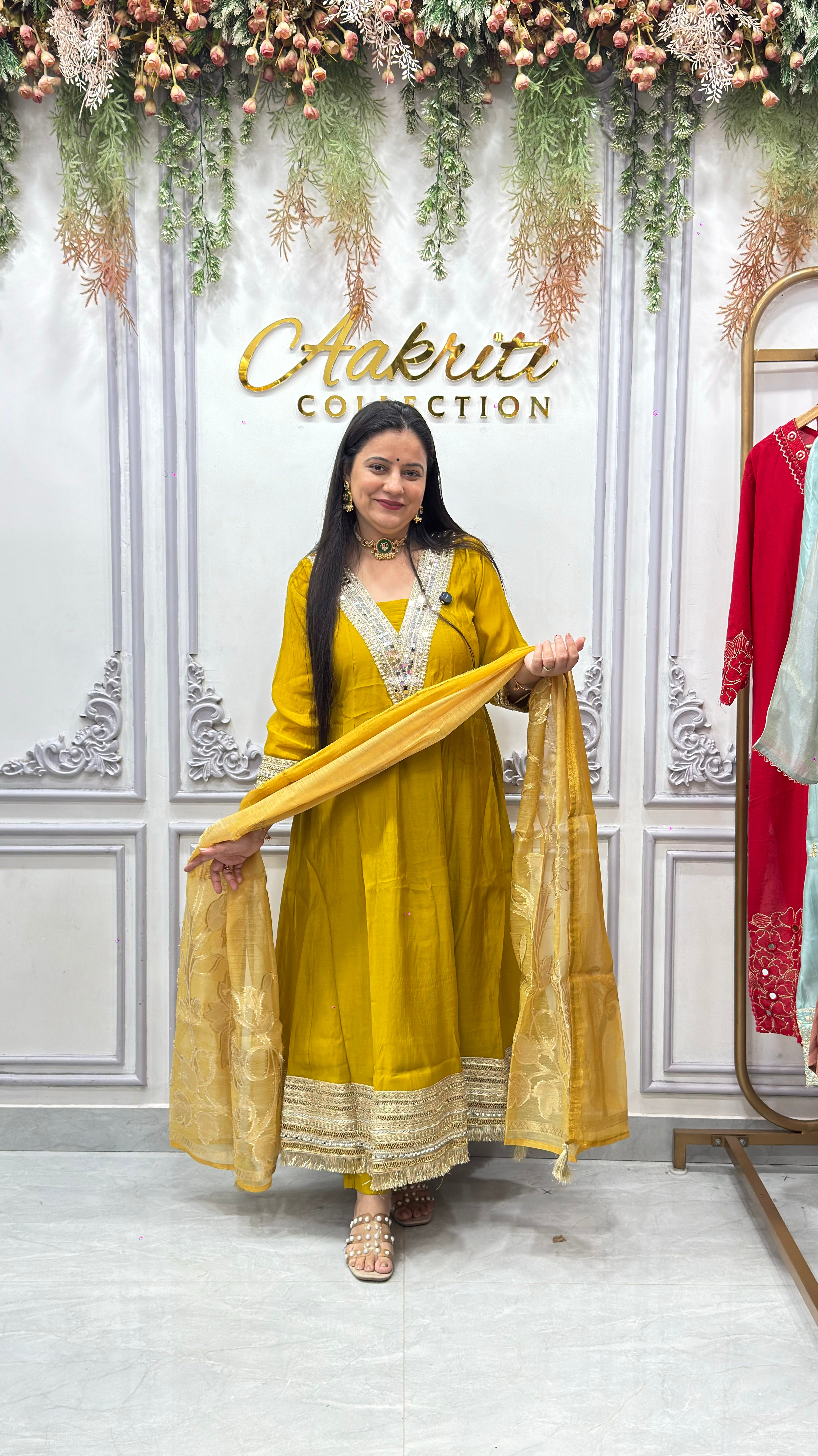 Mul Chanderi Anarkali Suit