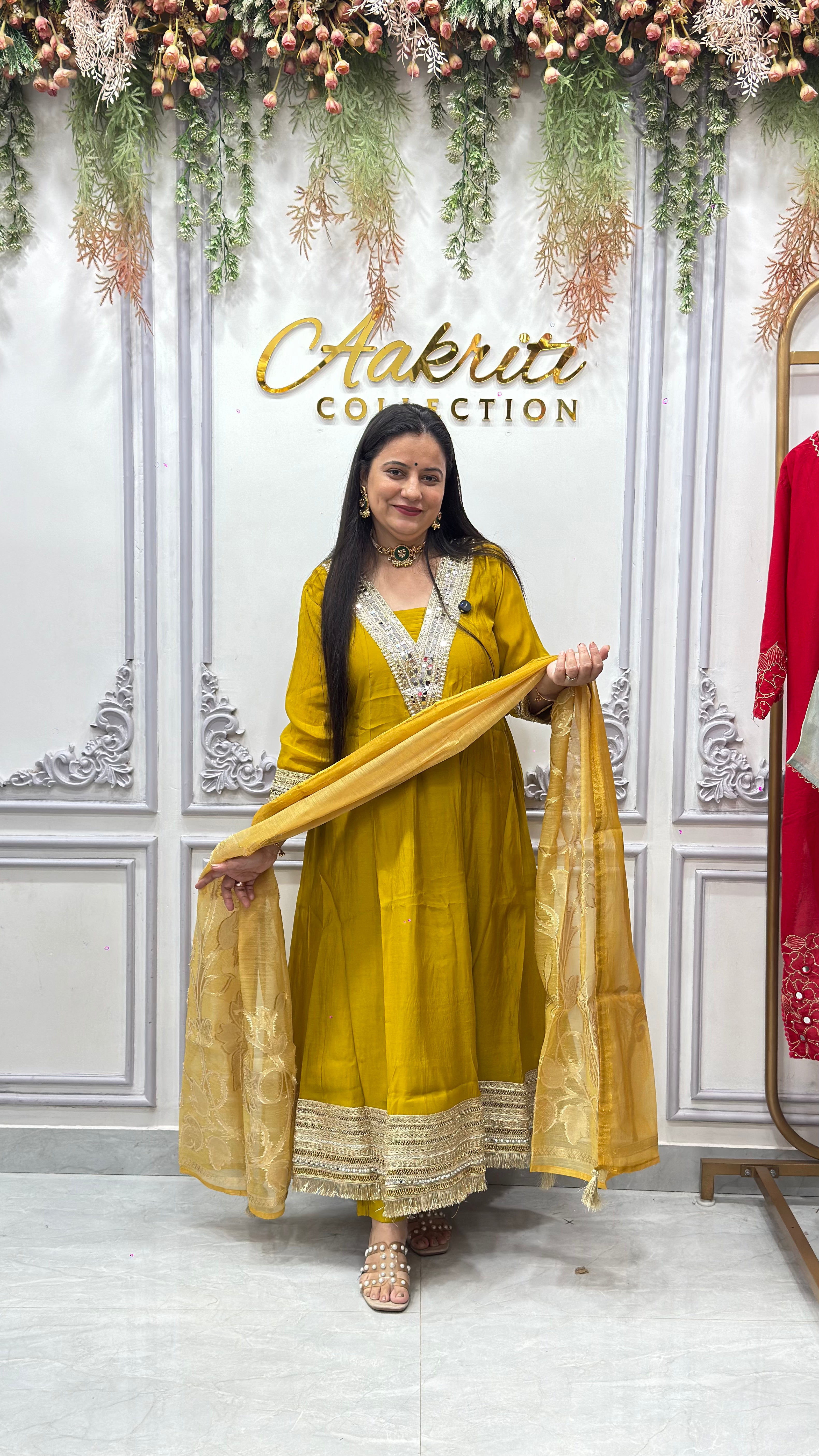Mul Chanderi Anarkali Suit