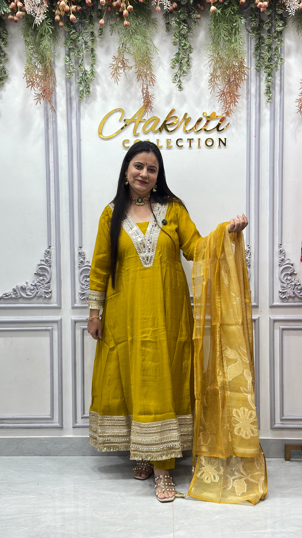 Mul Chanderi Anarkali Suit