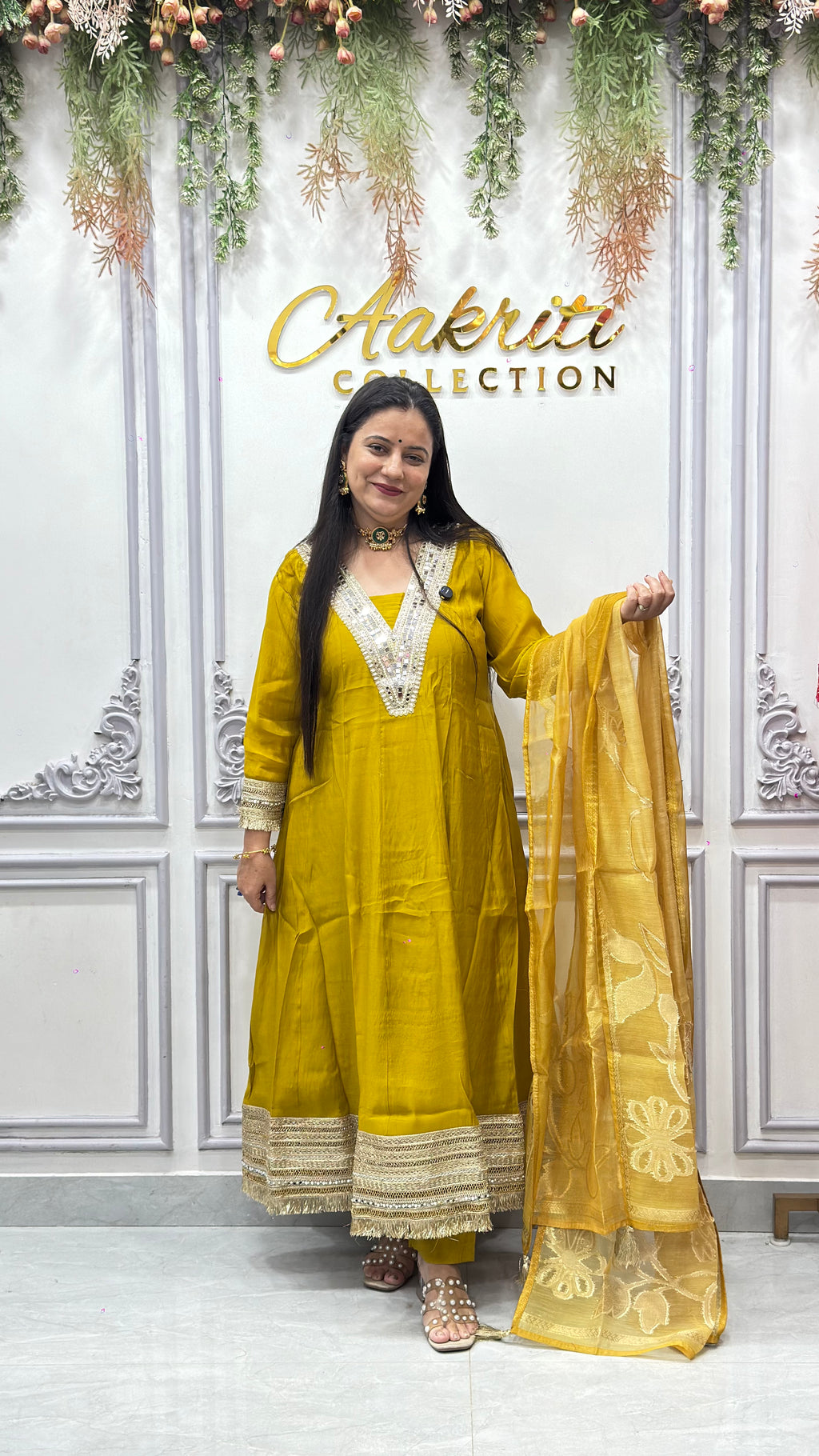 Mul Chanderi Anarkali Suit