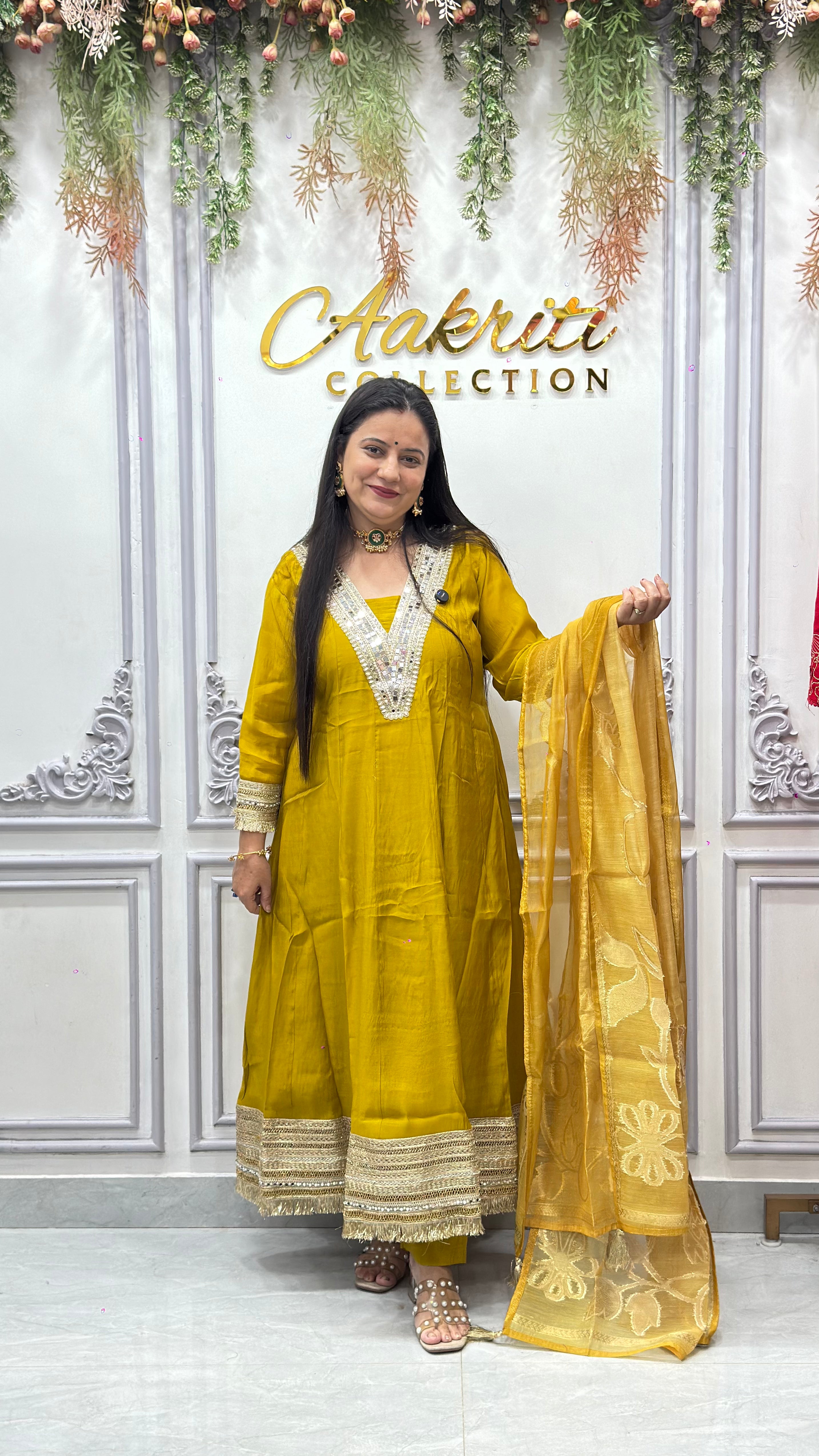 Mul Chanderi Anarkali Suit