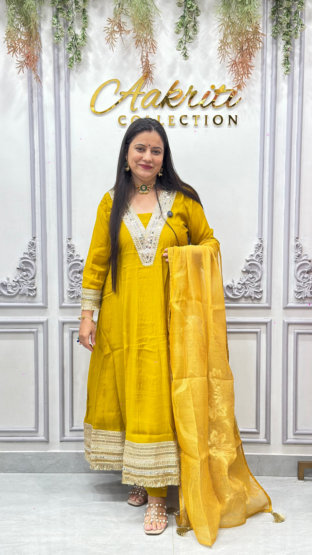 Mul Chanderi Anarkali Suit