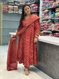 Pure Cotton Anarkali Bandhani Suit