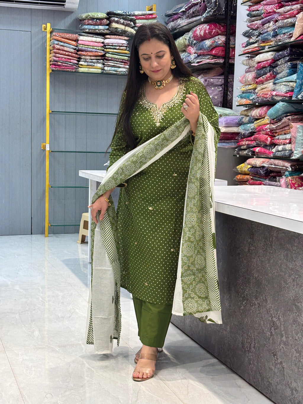 Pure Cotton Bandhani Suit Size