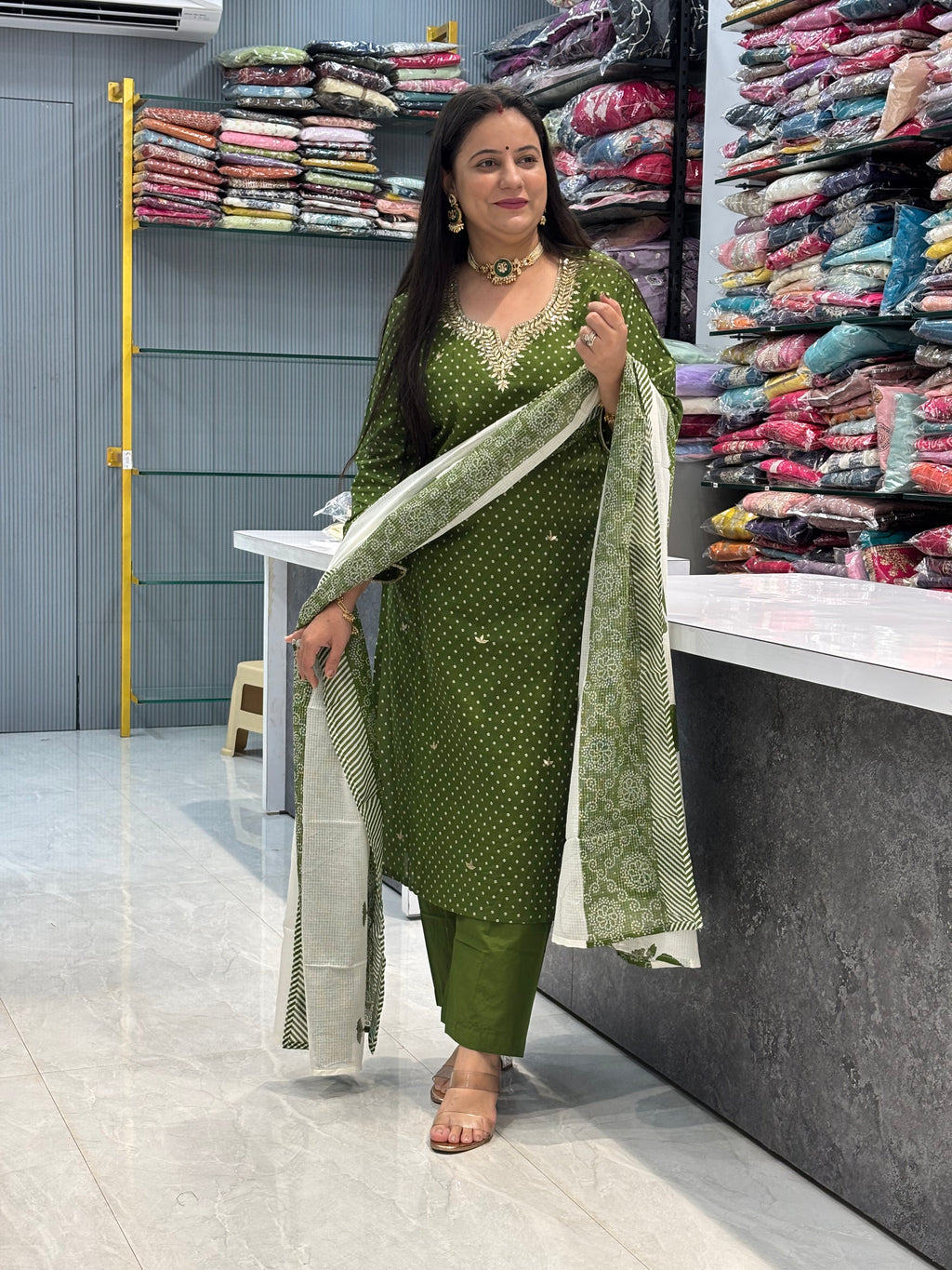 Pure Cotton Bandhani Suit Size