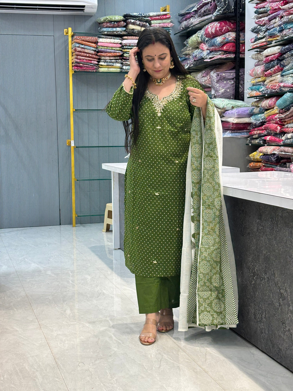 Pure Cotton Bandhani Suit Size