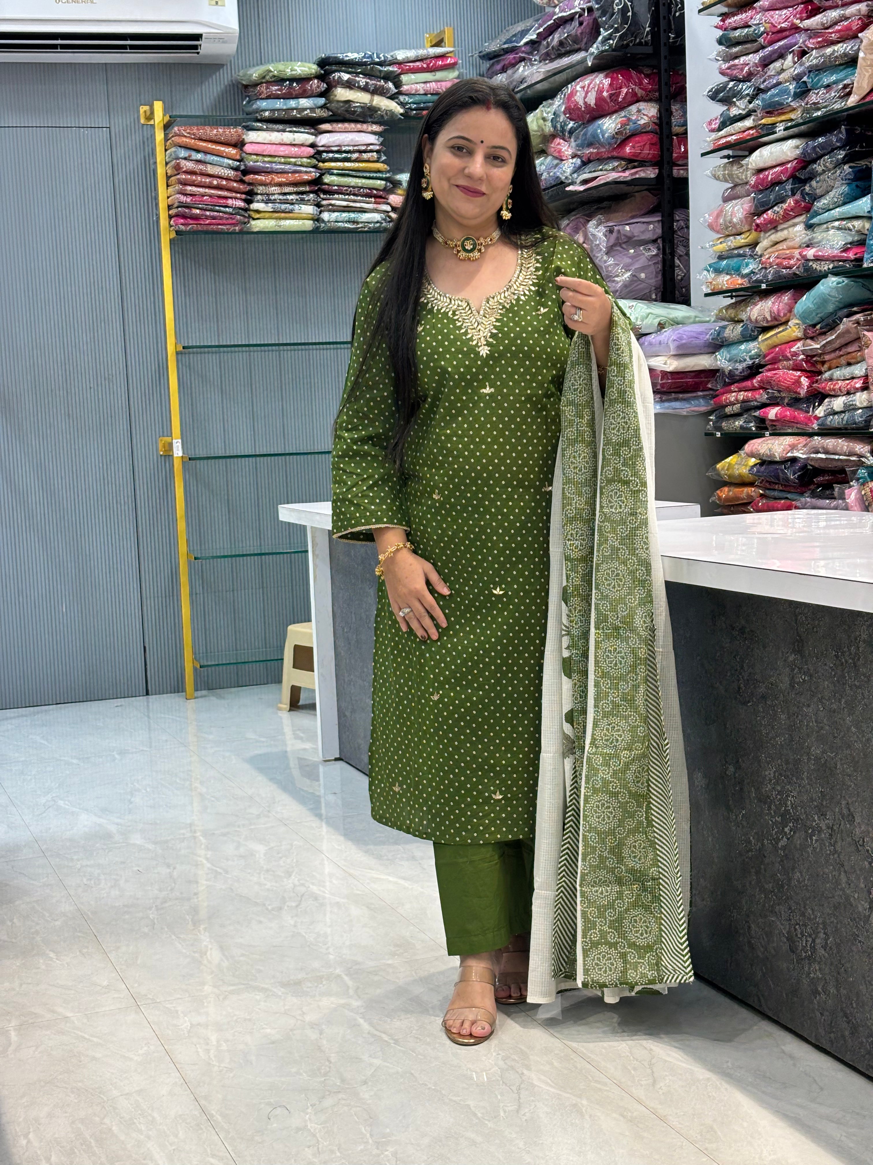 Pure Cotton Bandhani Suit Size