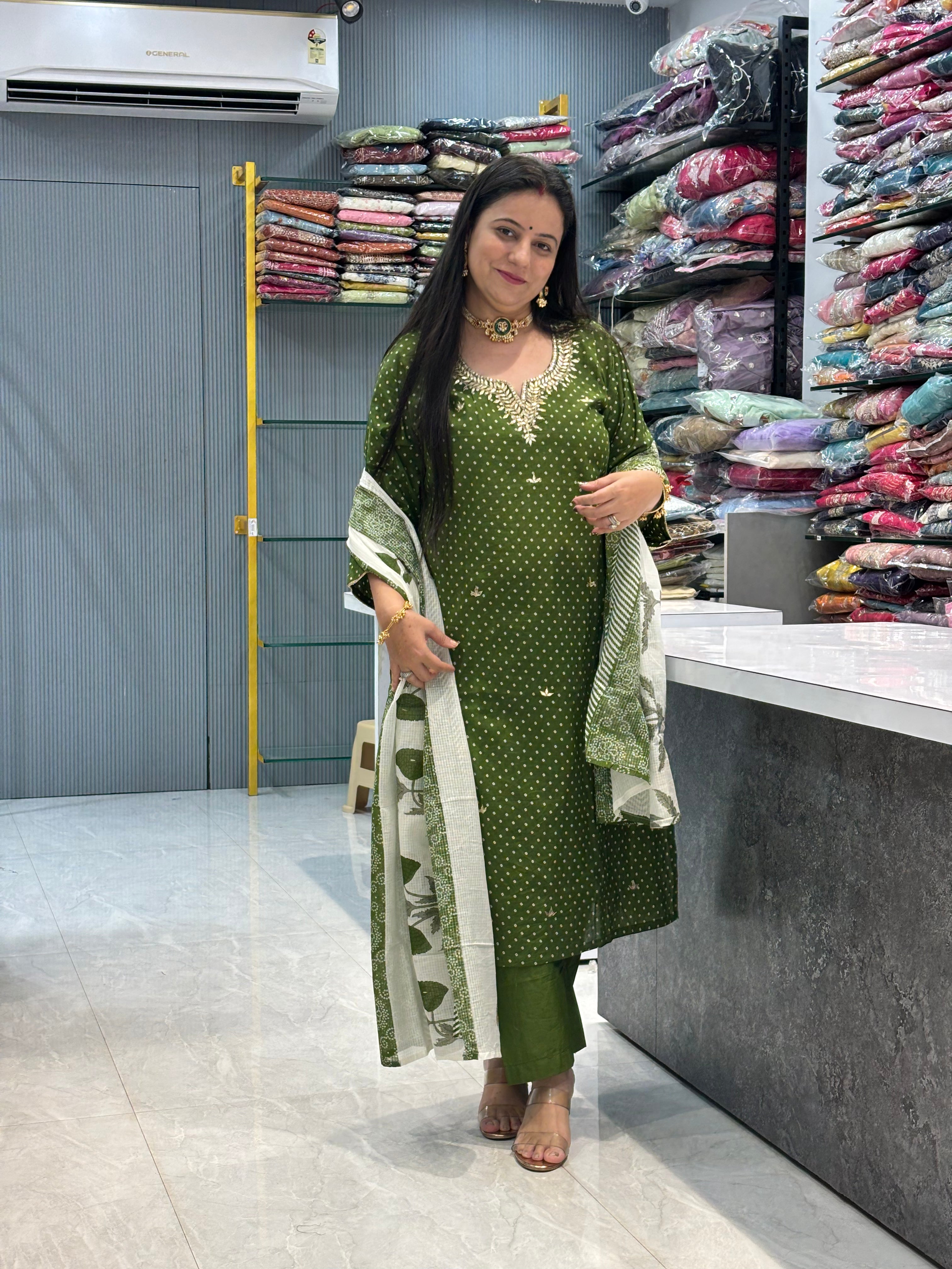 Pure Cotton Bandhani Suit Size