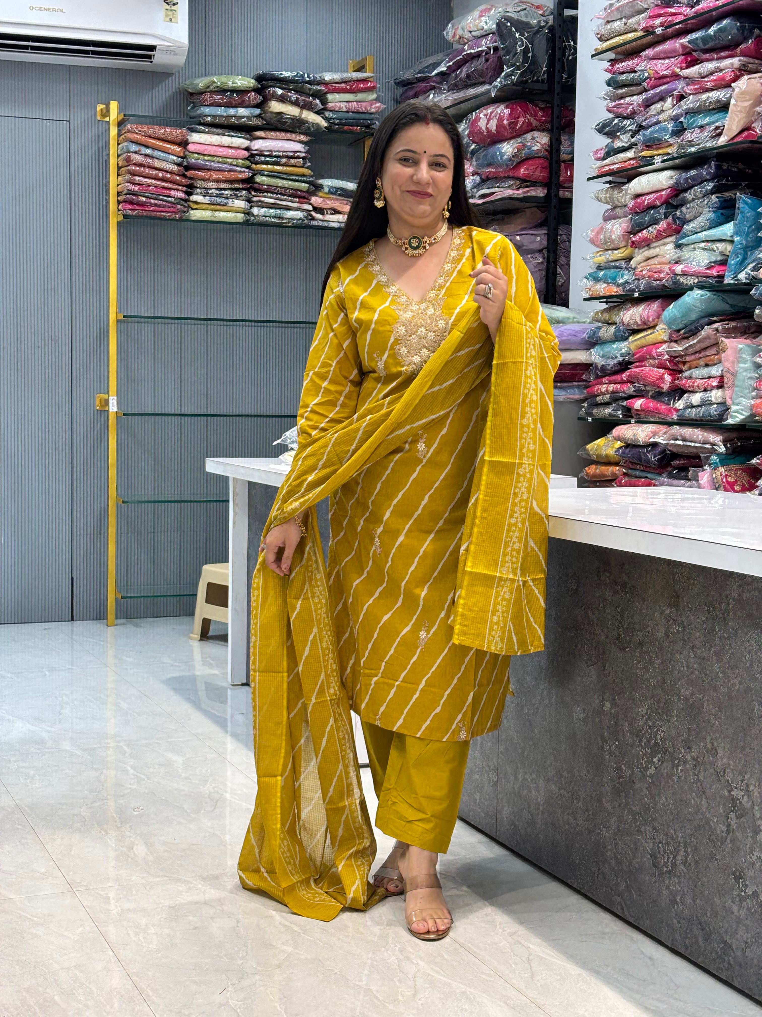 Pure Cotton Lehariya Suit