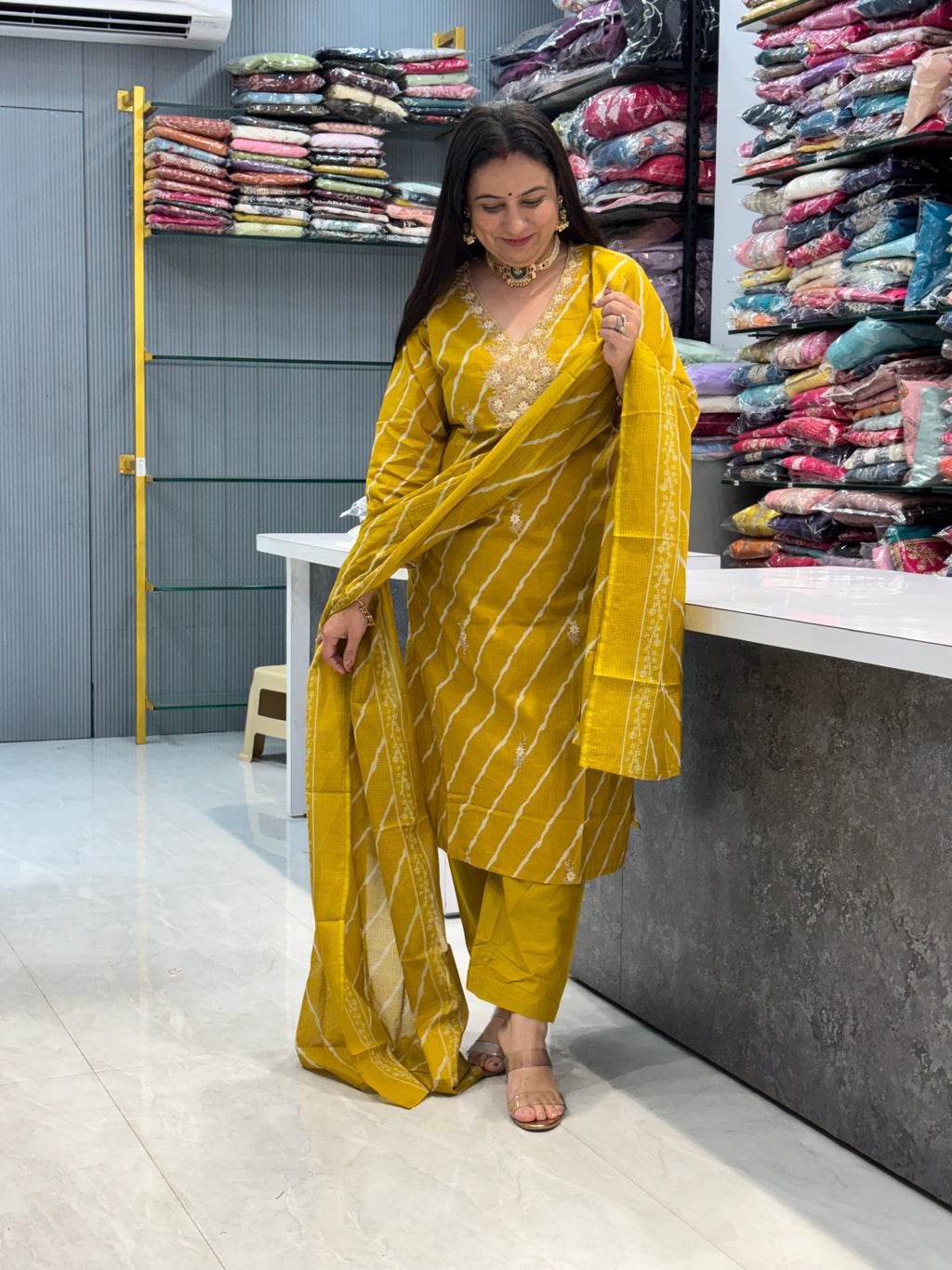 Pure Cotton Lehariya Suit
