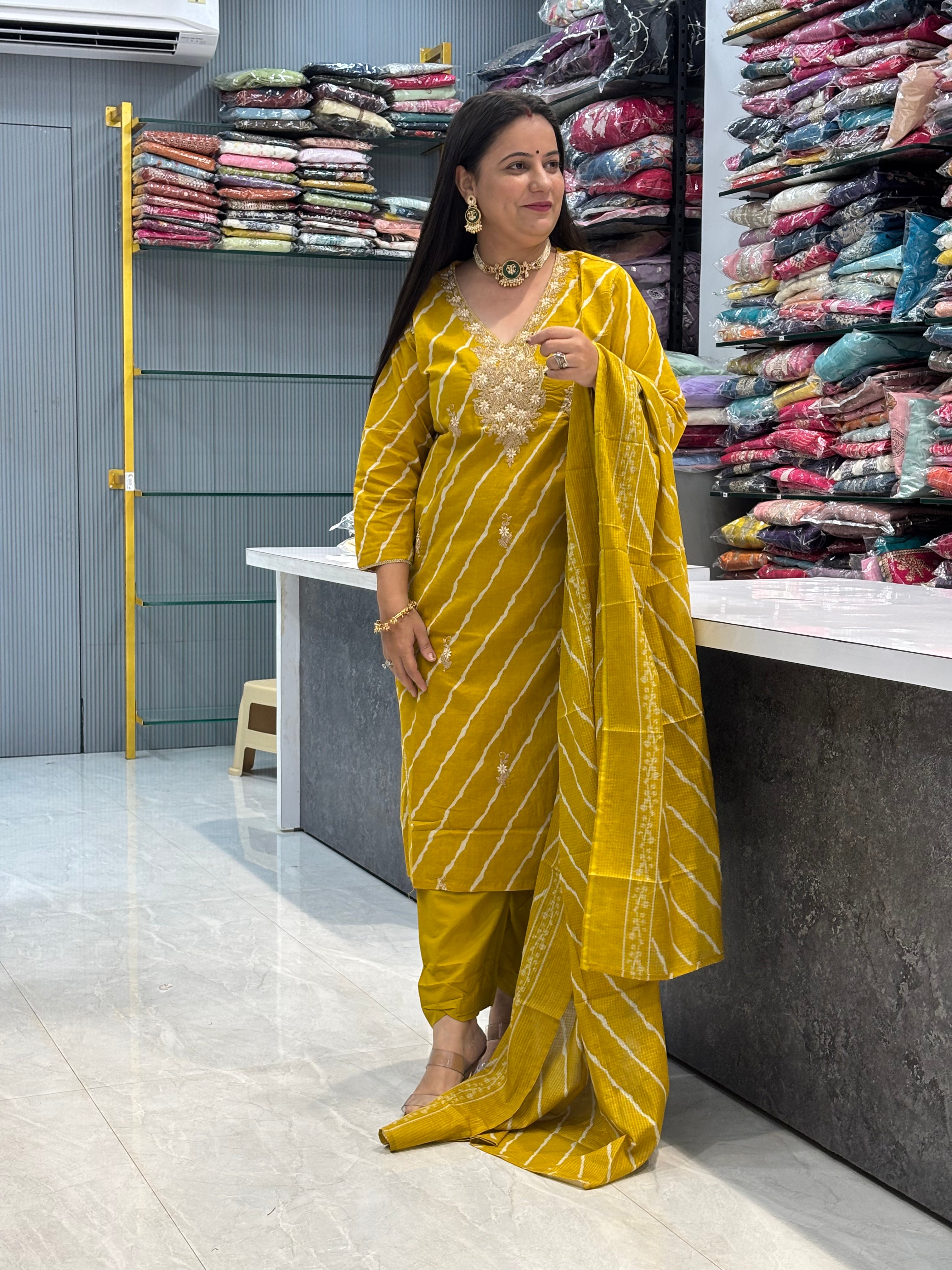 Pure Cotton Lehariya Suit