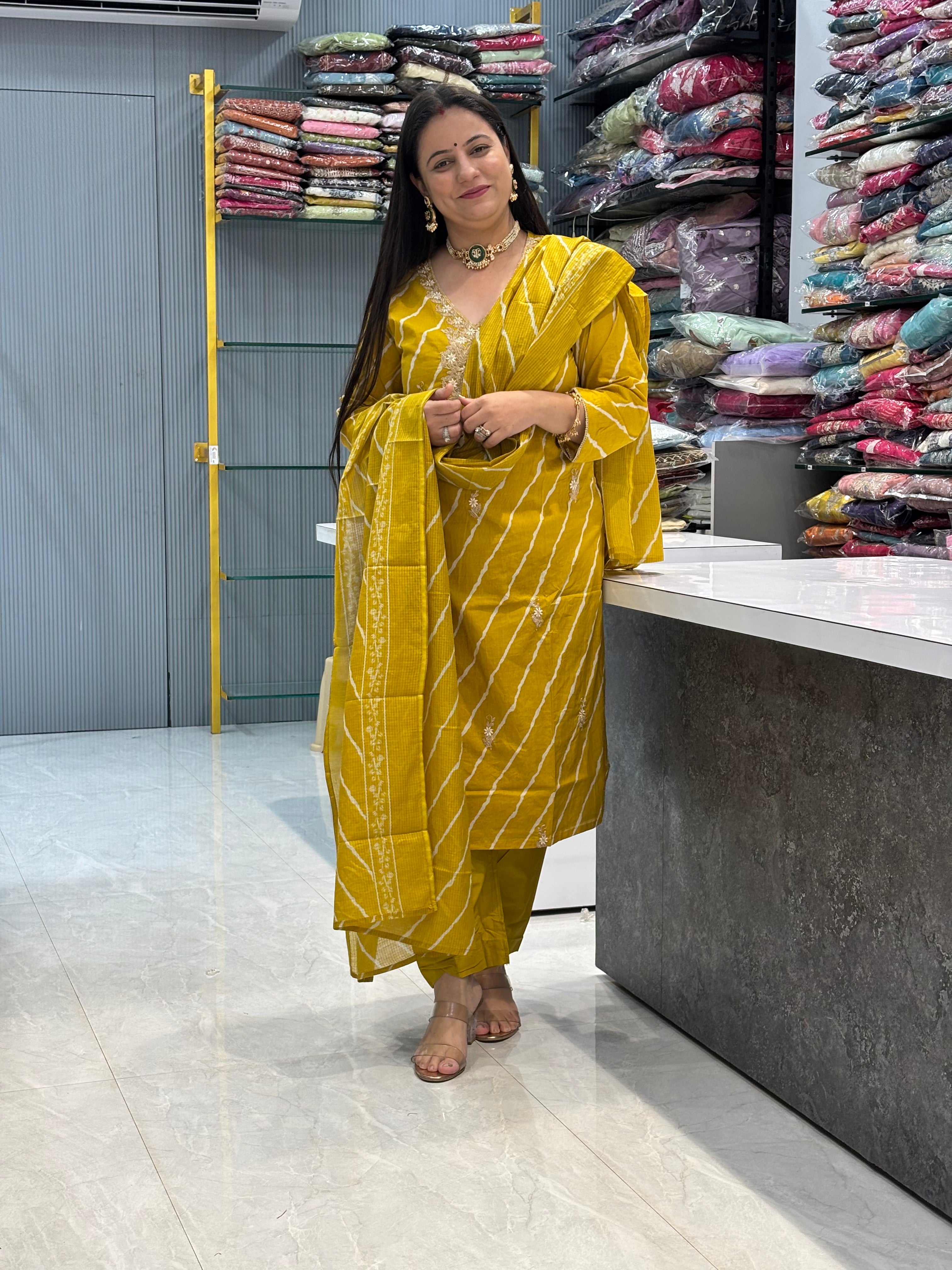 Pure Cotton Lehariya Suit