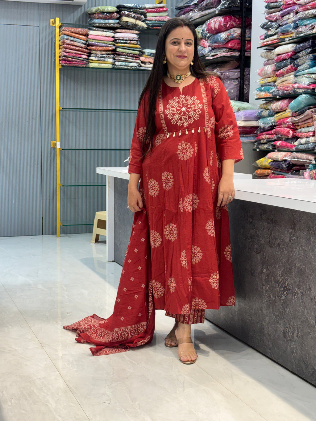 Pure Cotton Bandhani Anarkali