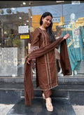 Brown Pure Cotton 3PC Suit Set