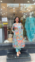 Sky Blue Cotton Printed Co-Ord Set