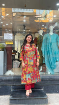 Wine Red Cotton Printed Co-Ord Set